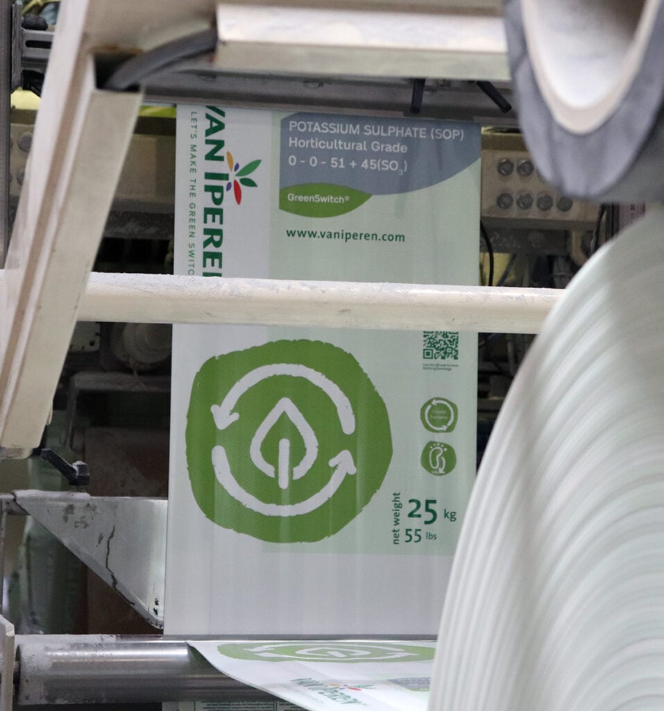 Bag of GreenSwitch SOP during packaging process in The Netherlands